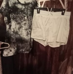Tie die shirts and shorts
